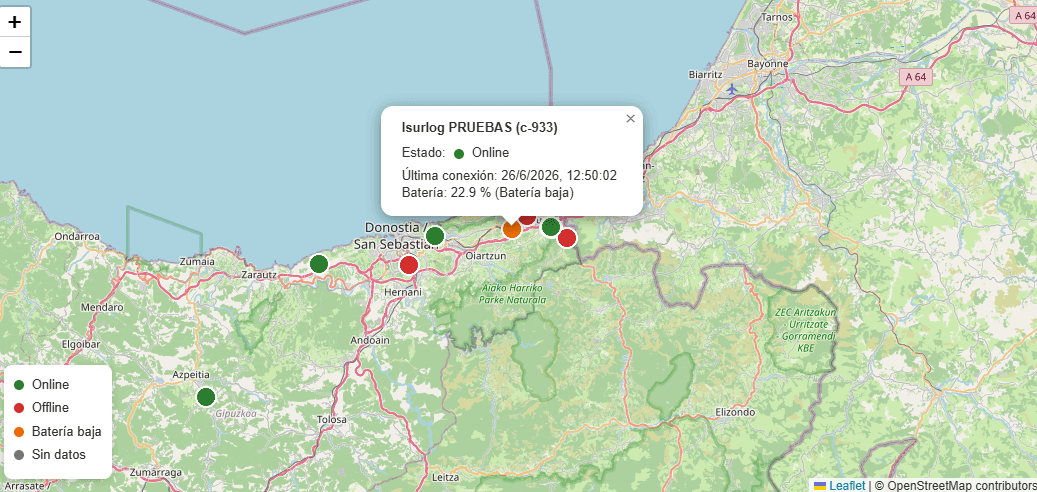 Mapa resumen de estaciones en IsurDash